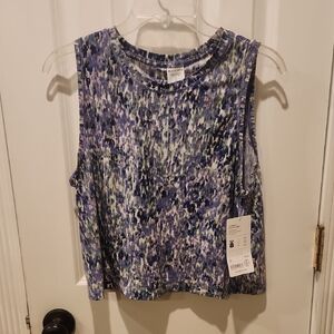 Athleta Abstract Blue and Purple Muscle Tee